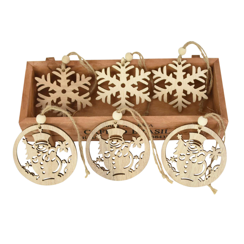 

3pcs/set Christmas Tree Wood Pendant Ornament Snowman Snowflake Elk DIY Wooden Craft Christmas Party Gift Hanging Decoration
