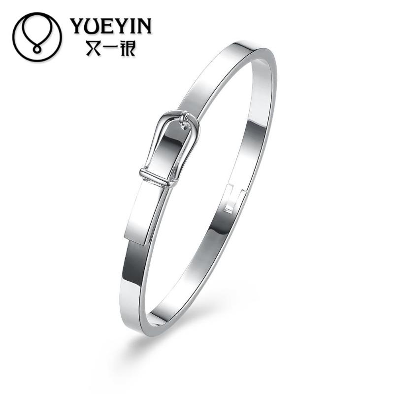 

silver plated charm bracelet Female bangles Engagement jewelry bangles pulseira Simple and elegant Never fade