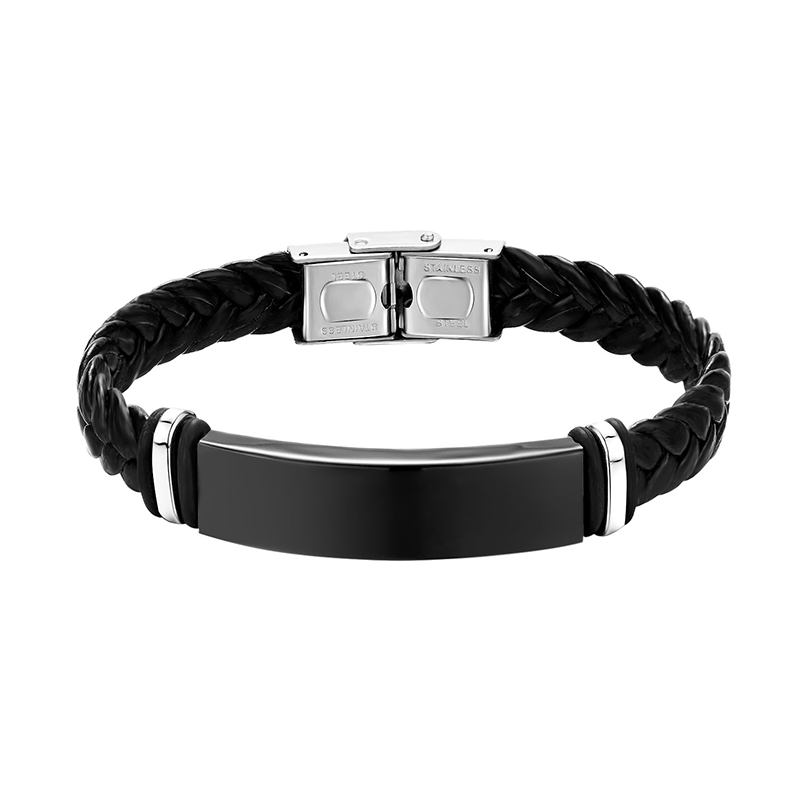 

New Fashion 4 Colors Wristband Punk Leather Bracelets Bangles Stainless Steel Men Punk Wrap Leather Bracelets Bangles Pulseras