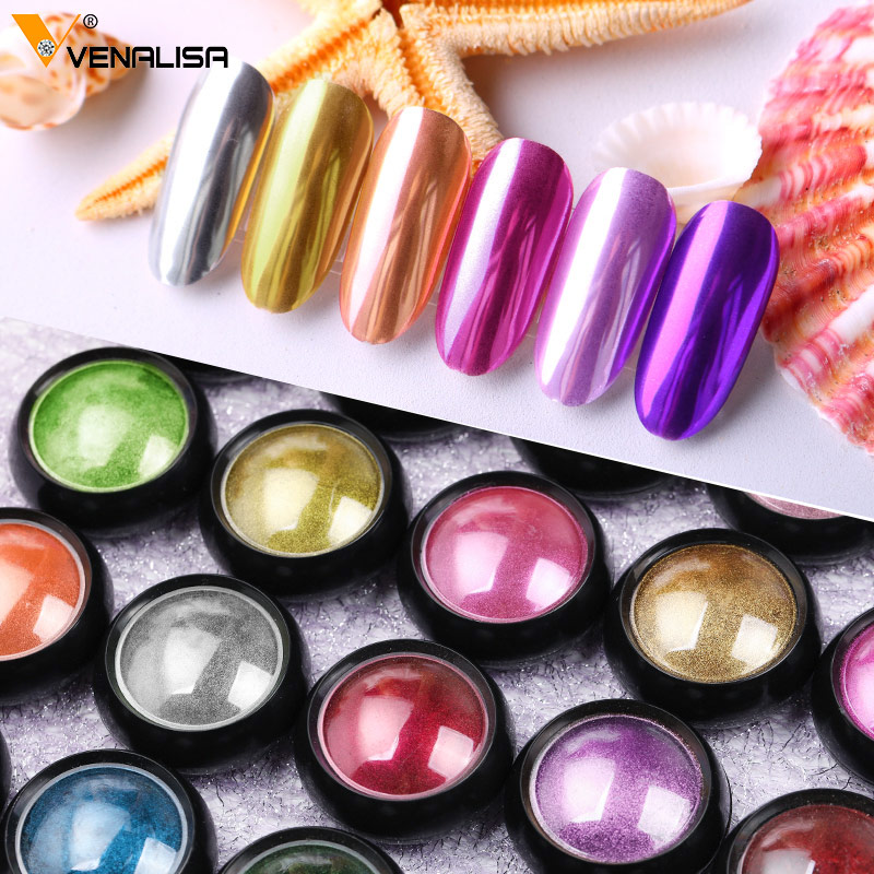 

Mirror Glitter Acrylic Powder Metallic Color Nail Art UV Gel Polishing Chrome Flakes Pigment Dust Decorations Manicure