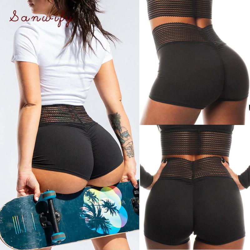 

Sexy Women's Sports High Waist Shorts Athletic Gym Workout Fitness Yoga Leggings Briefs Athletic Breathable, Black