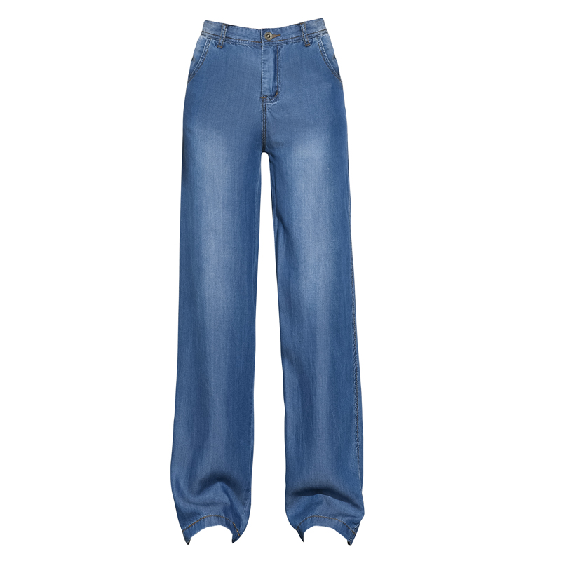 

Free Shipping New 2020 Women's Spring and summer high waist jeans thin section loose casual large size straight pants, Blue