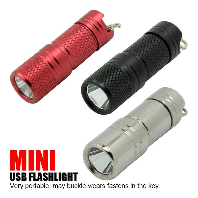 

Stainless Steel USB Charging LED Keychain XPG R5 Super Mini Pocket Torch Portable Waterproof Small Emergency Lantern