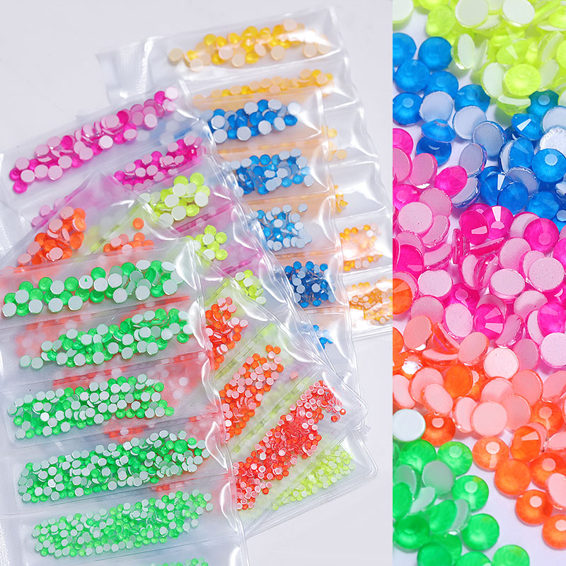 

1Pack Mix Size SS6-SS20 Crystal Fluorescence Nail Art Rhinestones 3D Flatback Gems Glitter Nail Decorations Manicure Accessories