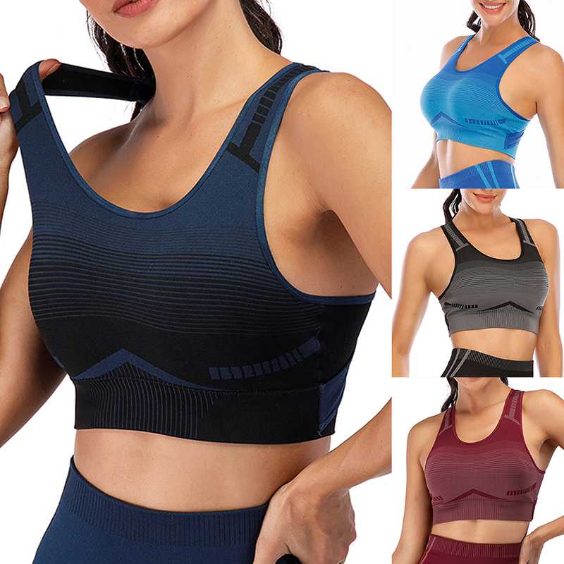 

Sexy Women Solid Color Bra Sports Bra Gathered Push Up No Steel Ring Running, Pink3