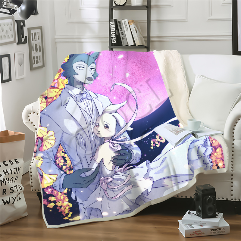cloocl sofa travel youth bedding rapper anime beastars 3d print double layer blankets bedspread for plush blanket sofa quilt-image-586309167