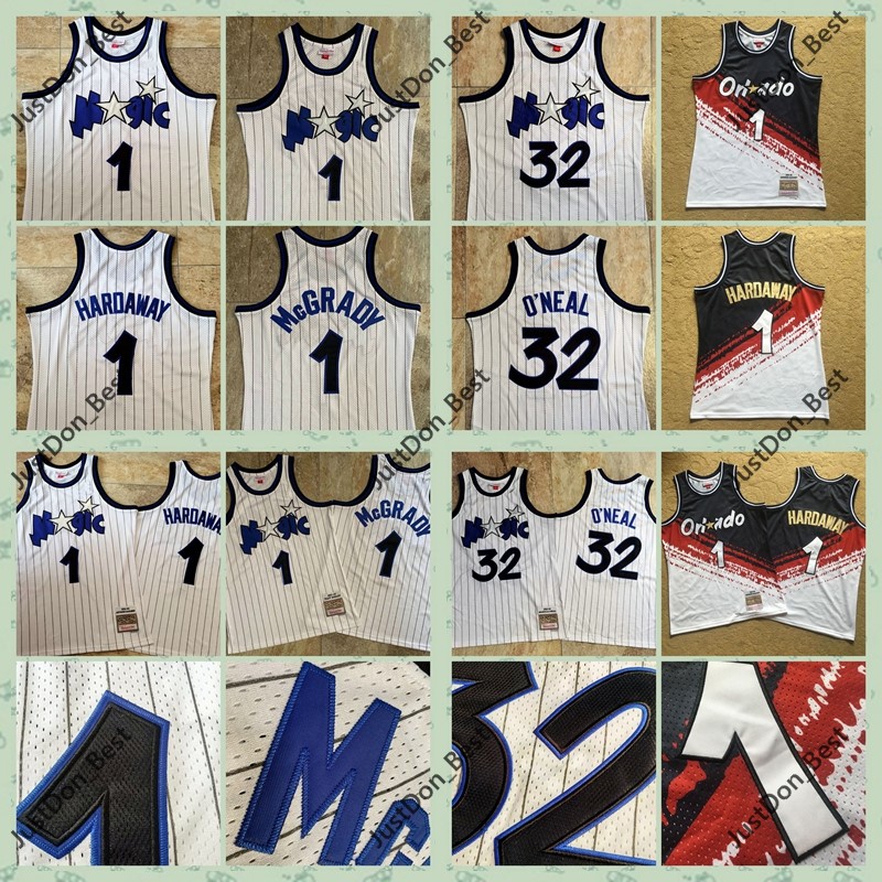 

Mens Penny 1 Hardaway Tracy 1 McGrady 32 O Neal Orlando Magic Throwback Shirts bulls MITCHELL & NESS camisetas Basketball Jersey, Black;red