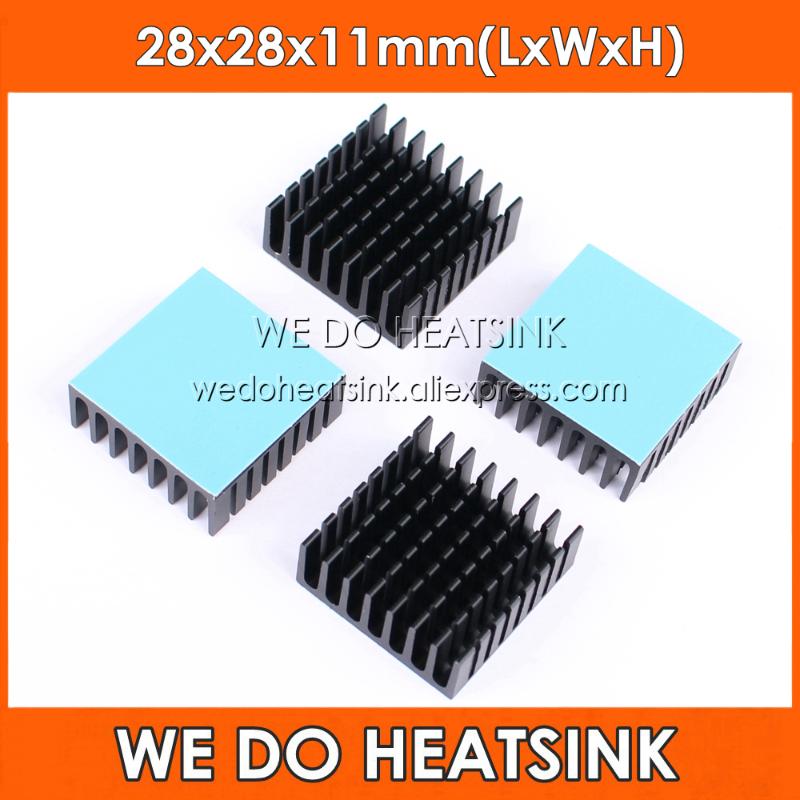 

WE DO HEATSINK 28x28x11mm Thermal Pad Radiator Heat Sinks Cooler Black Anodized And Slotted