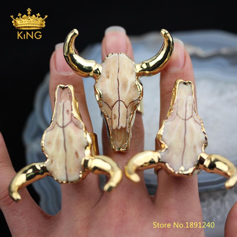 

5pcs Gold Resin Horn Rings Fashion Jewelry,Carved Ox-horn Resin Rings,Resin Oxhead Rings for Men Birthday Gifts YT80