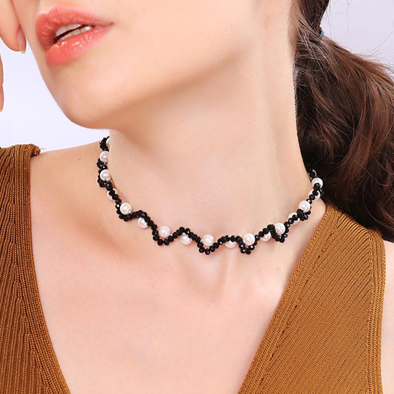 

Dawapara New Korean Style Jewelry Artificial Crystal Pearl Chokers Necklaces Minimalist Jewelry for Women