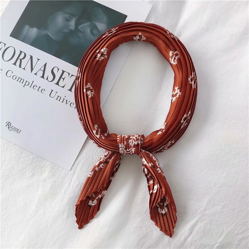 

Women Crinkle Silk Small Neck Scarves Retro Satin Stripe High Quality Girl Scarf Bandana Neckerchief Neck Tie Headwraps 55*55cm