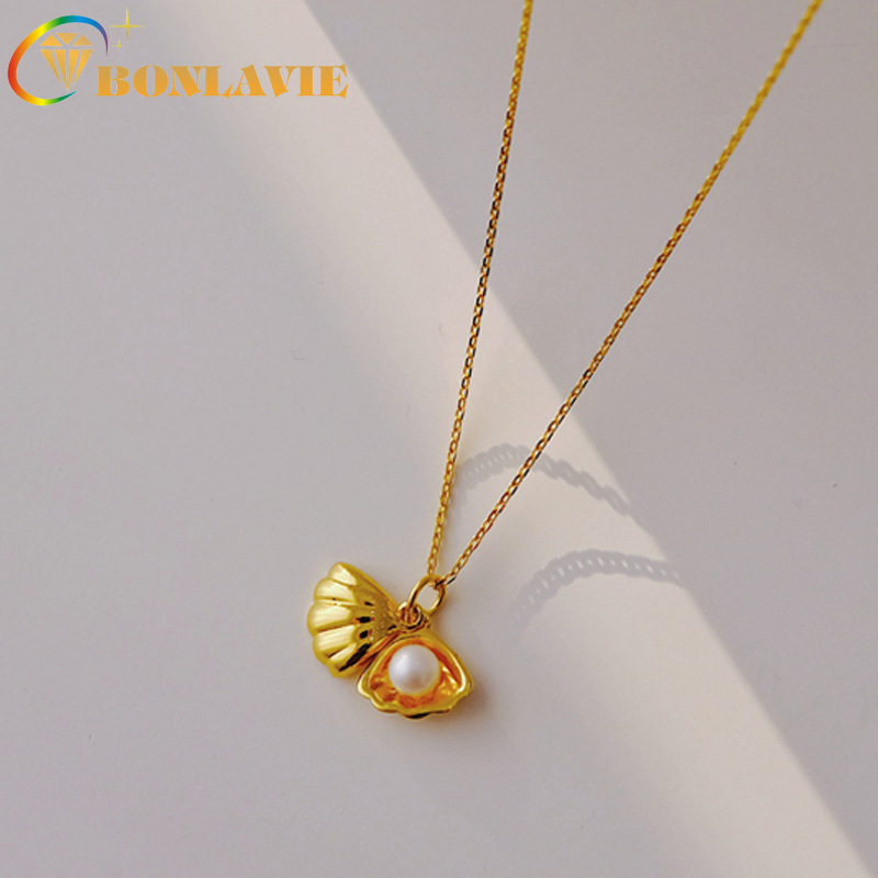

BONLAVIE Shell Pearl Necklace INS Pendant Necklace Clavicle Chain Temperament Anniversary Gift