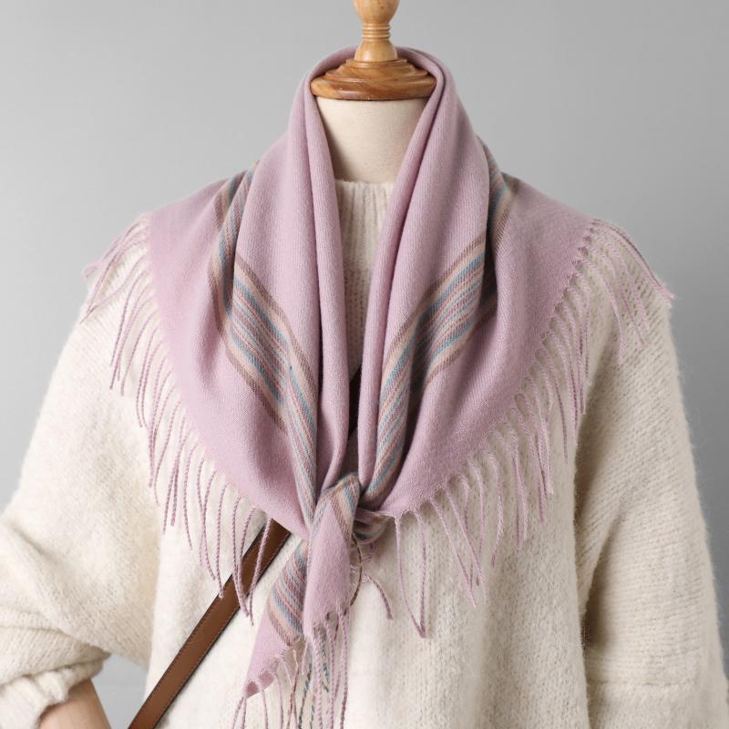

2020Europe andAmerica new autumn and winter imitation cashmere stripe women's scarf thickening warm fashion stripe printed shawl