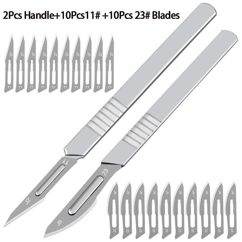 

Stainless Steel Scalpel Tool Set 10Pcs 11#23# Blades+1Pc Handle Knifves Phone Computer PCB DIY Repair Wood Carving Pen