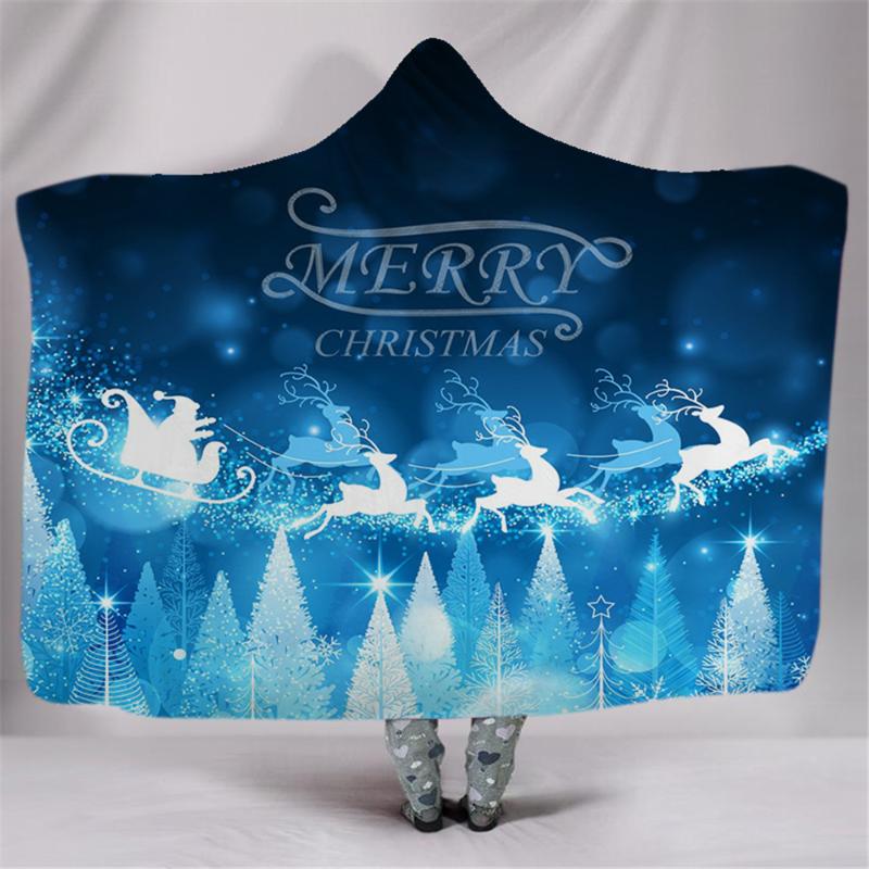 

Blankets 3D Snowman Christmas Hooded Blanket Printing Home Adults Kids Wearable Portable