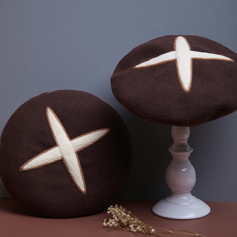 

Creative Cute Handmade Wool Felt Shiitake Mushrooms Harajuku Painter Cap Autumn And Winter Versatile Simple Style Beret, Dark brown