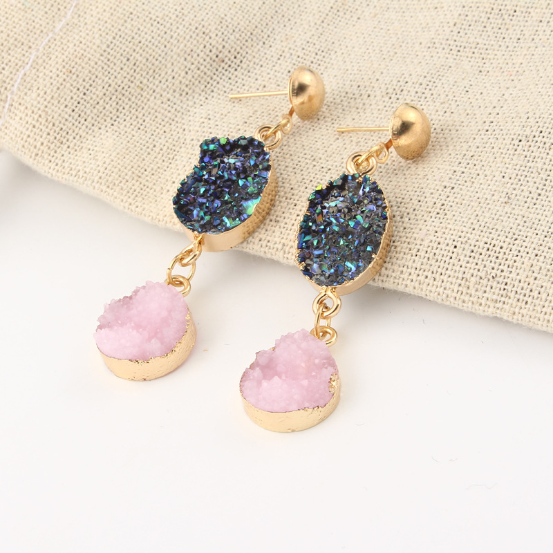 

2020 Boho handmade resin crystal pink fairy earrings long bling gold earrings for women girl elegant gift Chic jewelry wholesale