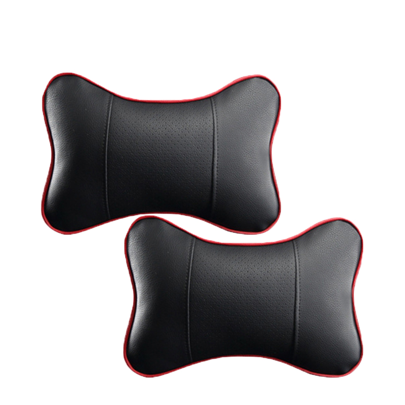 

2 Pcs/set New Arrival Car Neck Pillows Both Side Pu Leather Single Headrest Fit for Most Cars Filled Fiber Universal Car Pillow