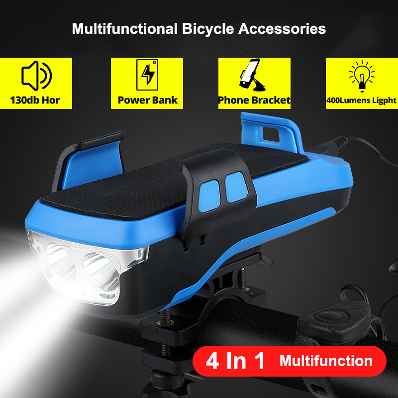 

Multi-Function Bicycle Accessories With Bicycle Headlight USB Power Bank Mobile Phone Bracket And Electric Horn As One