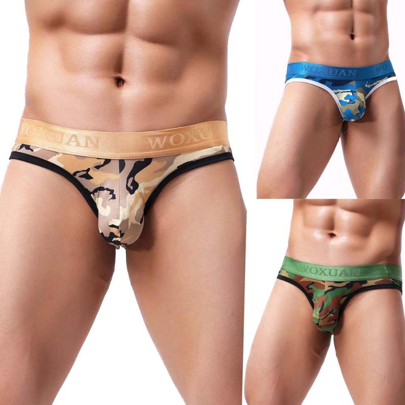 

Men Camouflage Print Underwear Boxer Shorts Breathable Sport Underpants Bulge Pouch Underpants Hombre Calzoncillos, Blue