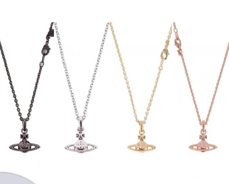 

Diamondless Saturn Frosted Necklace Queen Mother-New INS Rose Gold Gold Titanium Black Silver Saturn Four Color Necklace Spot