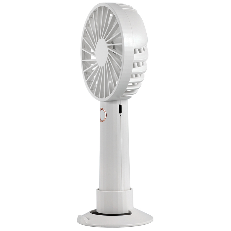 

Hot TOD-Fan Handheld USB Rechargeable Fans LED Light Portable Air Cooling Fan Mini Desktop White
