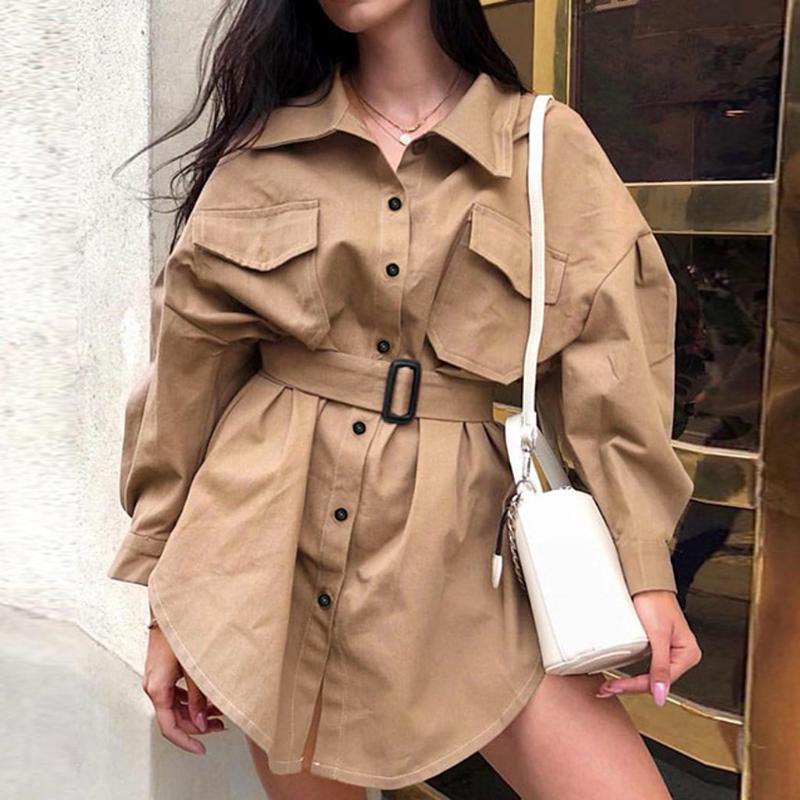 

2020 new woman trench coat office coat Women Slim Windbreaker Double Breasted Long Trench Overcoat Outwear#g4, Khaki