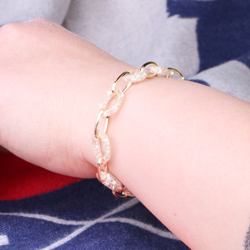 

Hgflyxu Link Chain Gold Silver color Rose gold color Crystal Bracelets for women Rhinestone Bangles 2020 Fashion Jewelry Hot