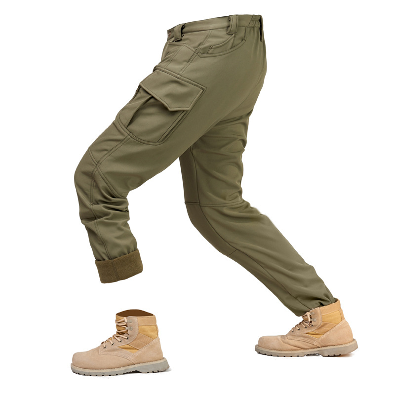 

Army Fans Tactical Pants Sharkskin Softshell Camo Waterproof Work Pants Outdoor Sports Spring Winter Fleece Lining Warm Trousers, Black