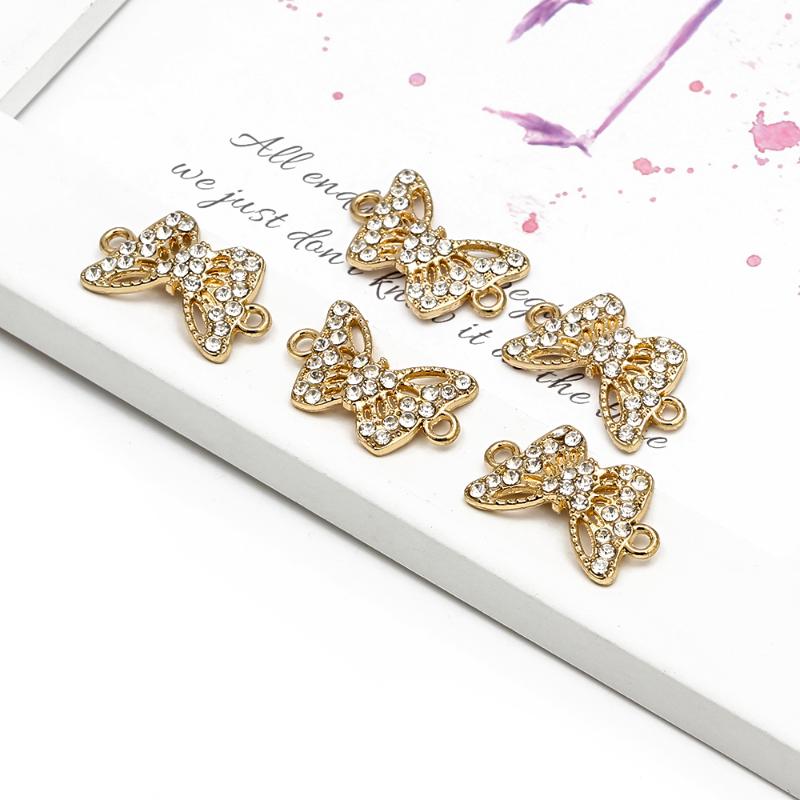 

MEIBEADS 5Pcs 24*15mm Pretty Alloy Micro Inlay Butterfly Connector Handmade Jewelry Bracelet Decoration Accessories UF8312