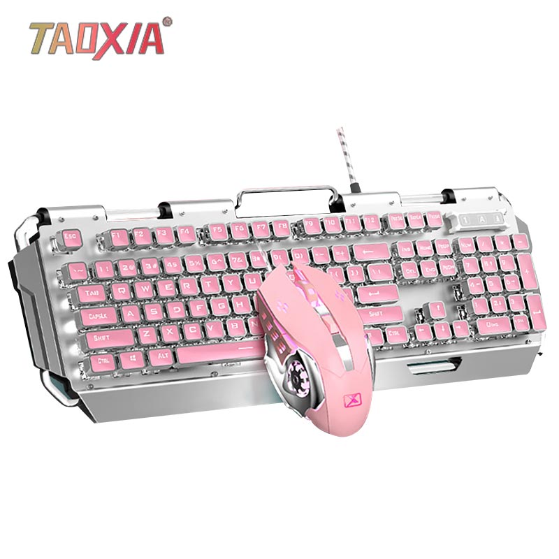 

Lovely Pink Real Mechanical Keyboard Green Axis Game Notebook Desktop Computer External Competition Wired Mechanical Keyboard