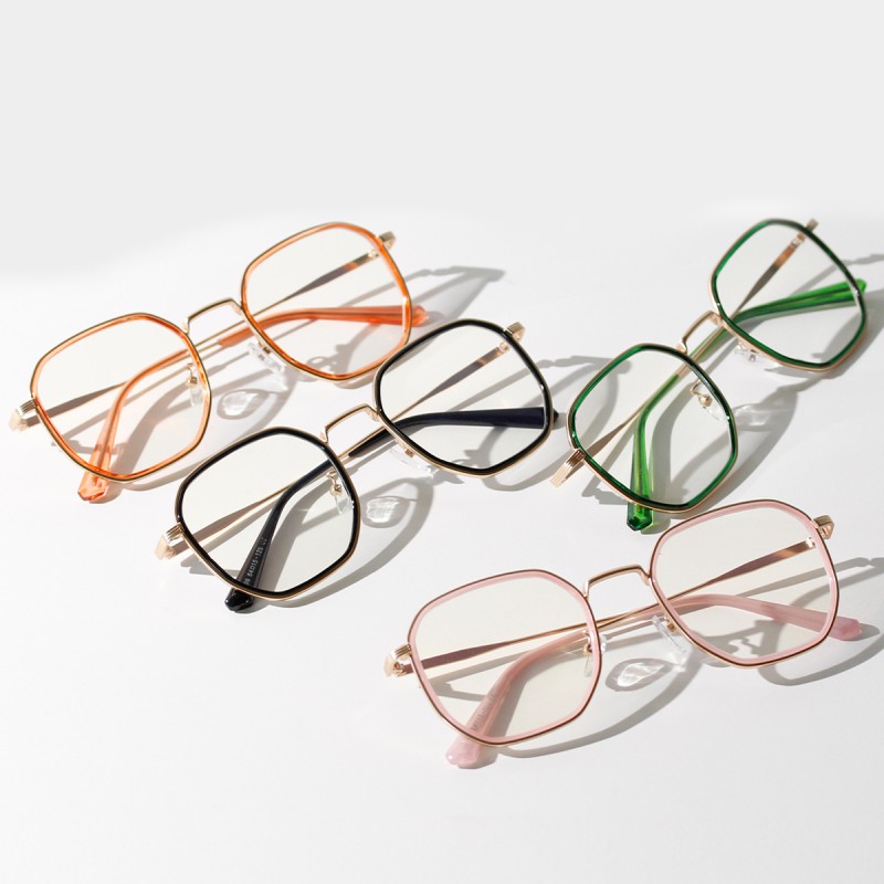 

Sunglasses Women's Glasses Korean Fashion Style Cat Eye Semi Metal Retro Transparent Mirror Oval Plastic Adult