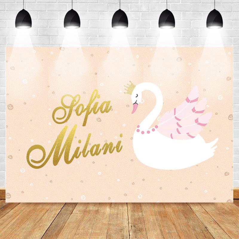 

Neoback White Swan Backdrop for Photography Baby Birthday Milani Theme Party Banner Decor Photo Background Orange Backdrop