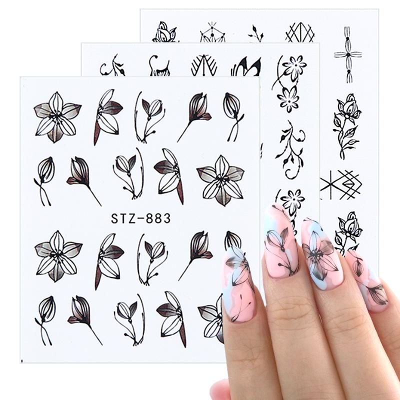 

1 Sheet Water Nail Sticker Mix Flower Leaf Butterfly Cartoon Design Gel Manicure Decor Nail Art Watermark Tips SASTZ880-902-1, Stz-897