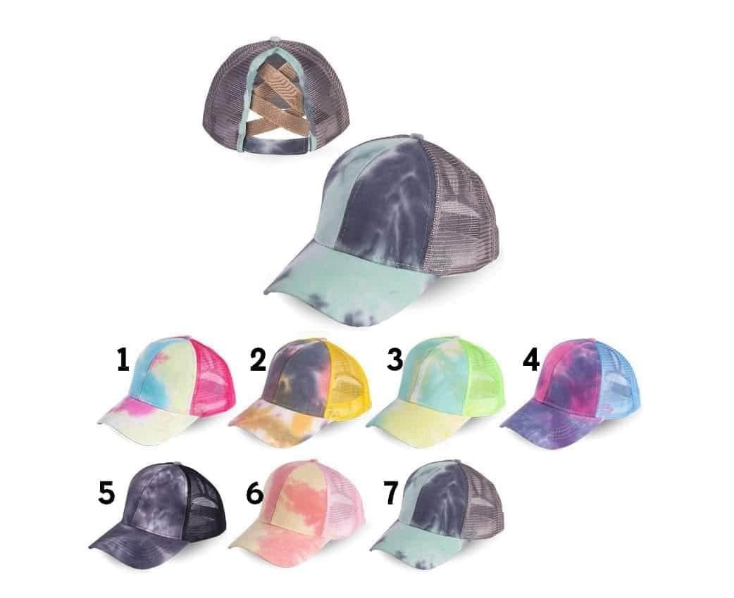 

12style Cross Hat Ponytail Baseball Cap Criss Cross Washed Cotton Trucker Caps Sunflower Leopard Hats Snapback Tie-Dye Mesh Cap HHC2106, As pic