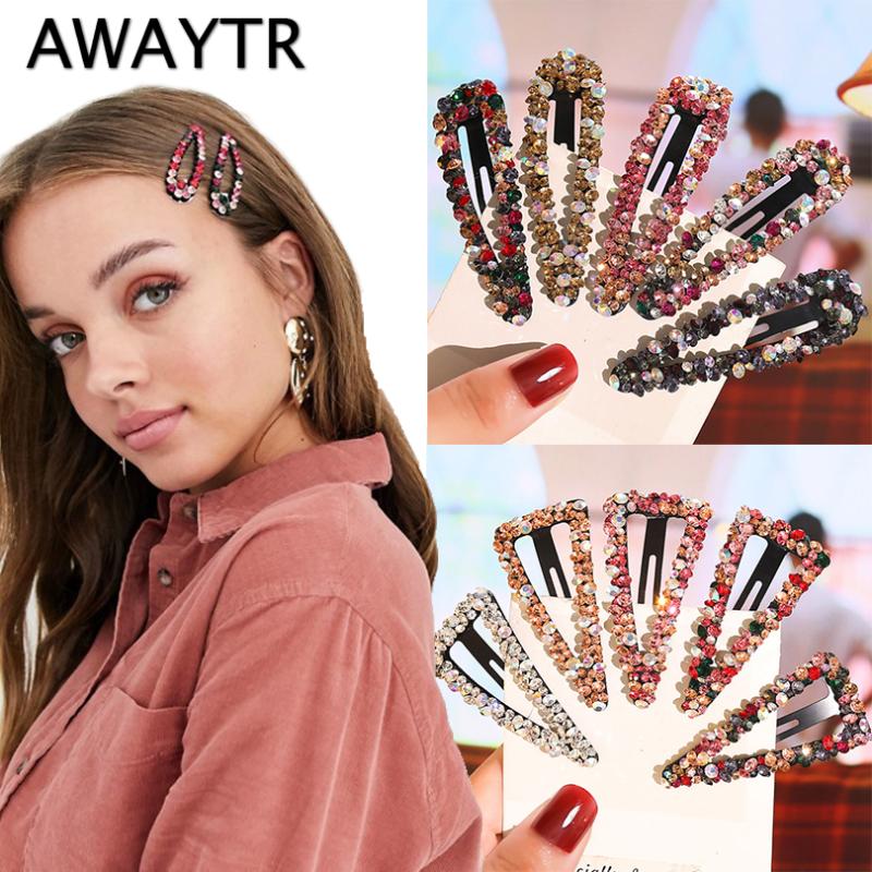 

AWAYTR Korean Rhinestone Hairpin for Women Hair Clamps Hair Clip Headdress Large Duckbill Hairclip Girls Accessories