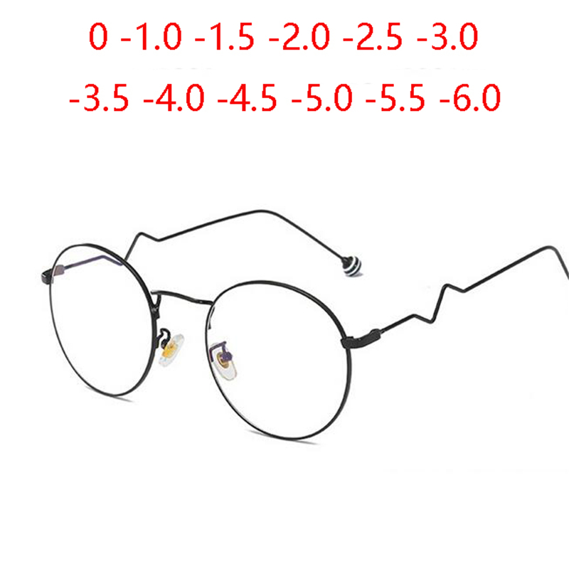 

Retro Metal Round Nearsighted Glasses Women Men Ultralight Anti-Blue Light Candy Pearl Color Diopter Eyeglasses 0 -1.0 To -6.0
