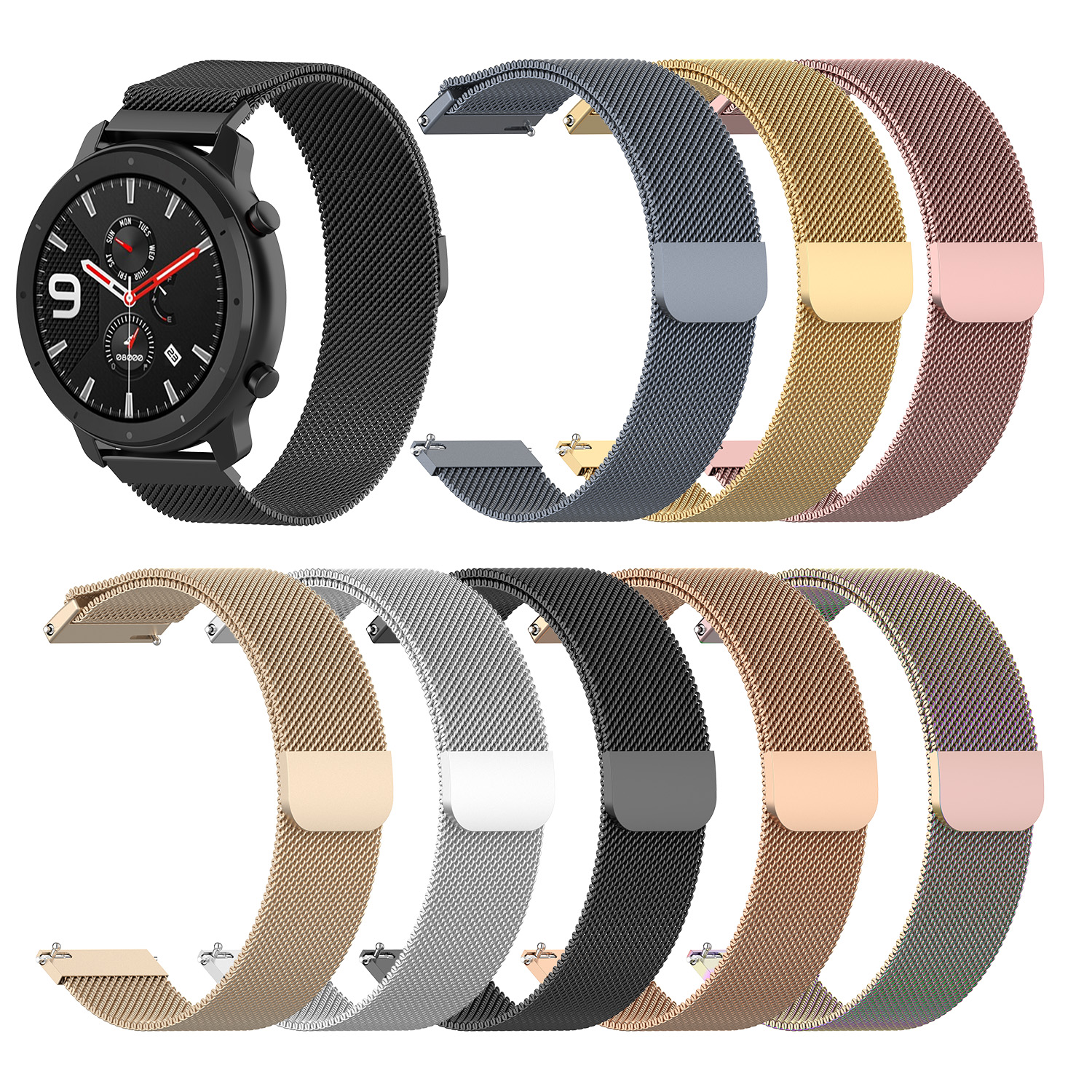 

Suitable for Huami Amazfit GTR 42mm smart watch steel band magnetic watch strap 20mm wide, Samsung for LG for TICWATCH 2