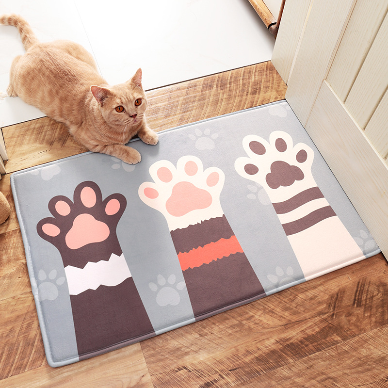 

Carpets Cat's Claw Fish Three Cats Pattern Soft Room Floor Mat Eco-friendly Living Carpet Kitchen