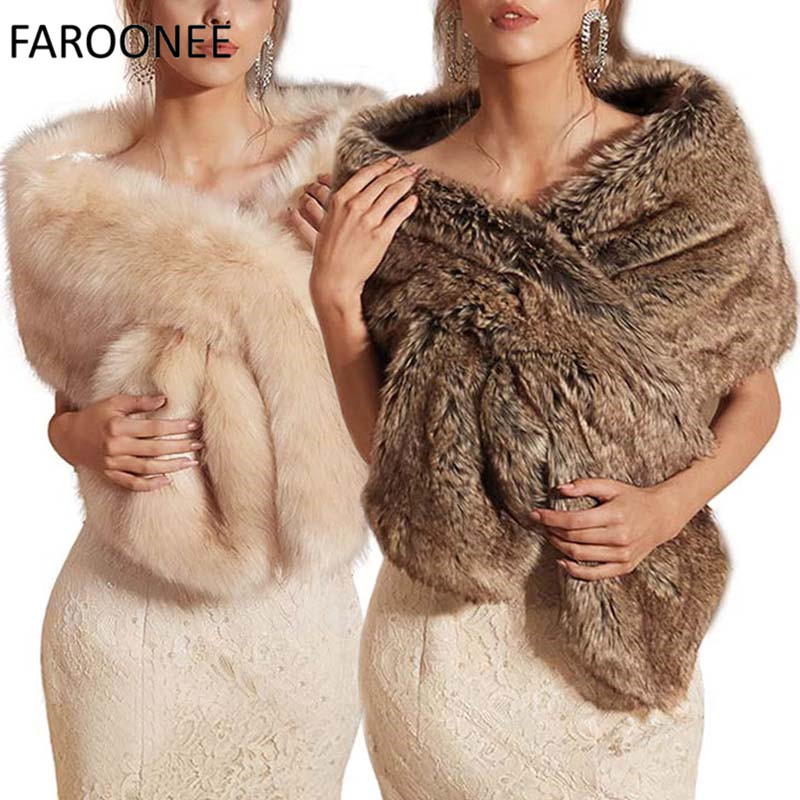 

Fur Faux Winter Bolero Women Bridal Shawl Wedding Cape In Stock Bridal Cloaks Wedding Coat Jacket For Evening Party 200924, Black