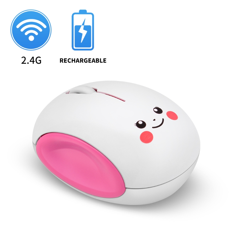 

Cute Cartoon Silent Rechargeable 2.4GHz Optical Mice 1600DPI USB Wireless Mouse for Girl PC Laptop Desktop Notebook