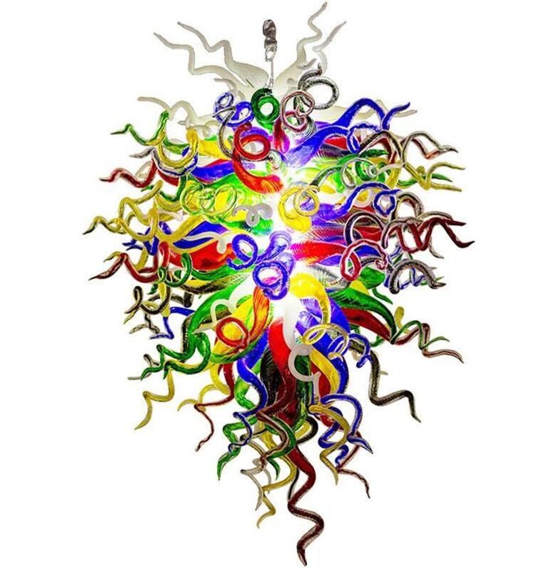 

Modern Lamps Chandelier Multicolor 52 Inches Murano Glass Chandeliers LED Chain Pendant Light Home Indoor Hanging Lamp for House Decor Living Room