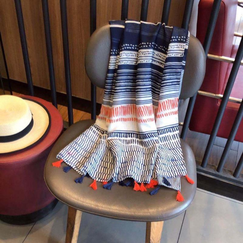 

Women Striped Scarf 2020 New Girls Stripes Print Scarf Cape Shawl Summer Pastel Beach with Tassels