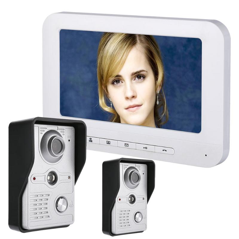 

Video Door Phone Doorbell Intercom Kit 2-camera 1-monitor Night Vision with IR-CUT HD 700TVL Camera