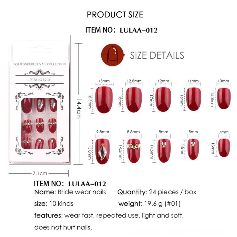 

Wearable Manicure Waterproof Piece Rhinestone Detachable Length Nail Art Decoration SSwell, 015