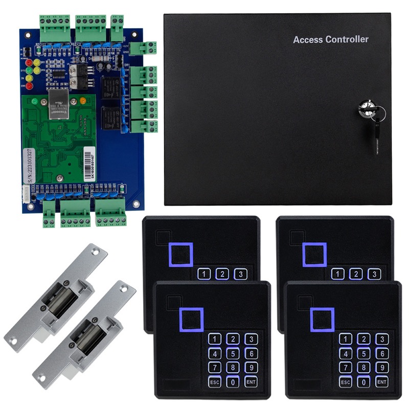 

Professional TCP/IP Network RFID Access Control Board Kit Metal DC12V Power Converter Box with USB Card Reader for 1/2/4 Doors