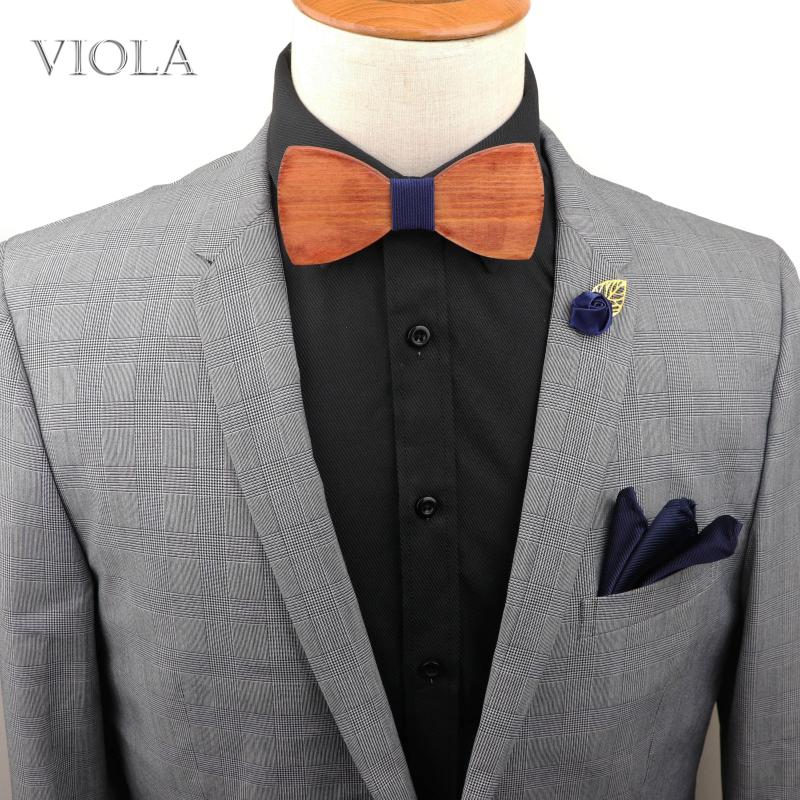 

Men Wooden Bowtie Hankie Brooch Set Polyester Necktie Rose Pin Pocket Square Wedding Suit Tie Fashion Groom Butterfly FormalGift