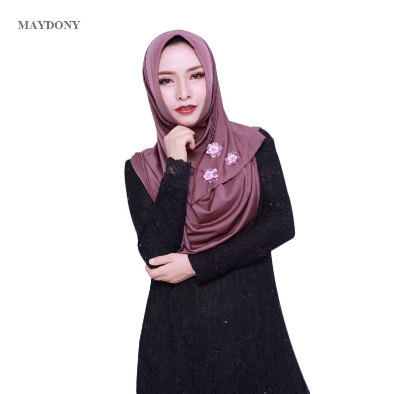 

TJ85 New Easy Wear Muslim Hijabs Fashionscarf Of Women The Silk Brim High Quantity Ladies Scarves Showl(No Brooch