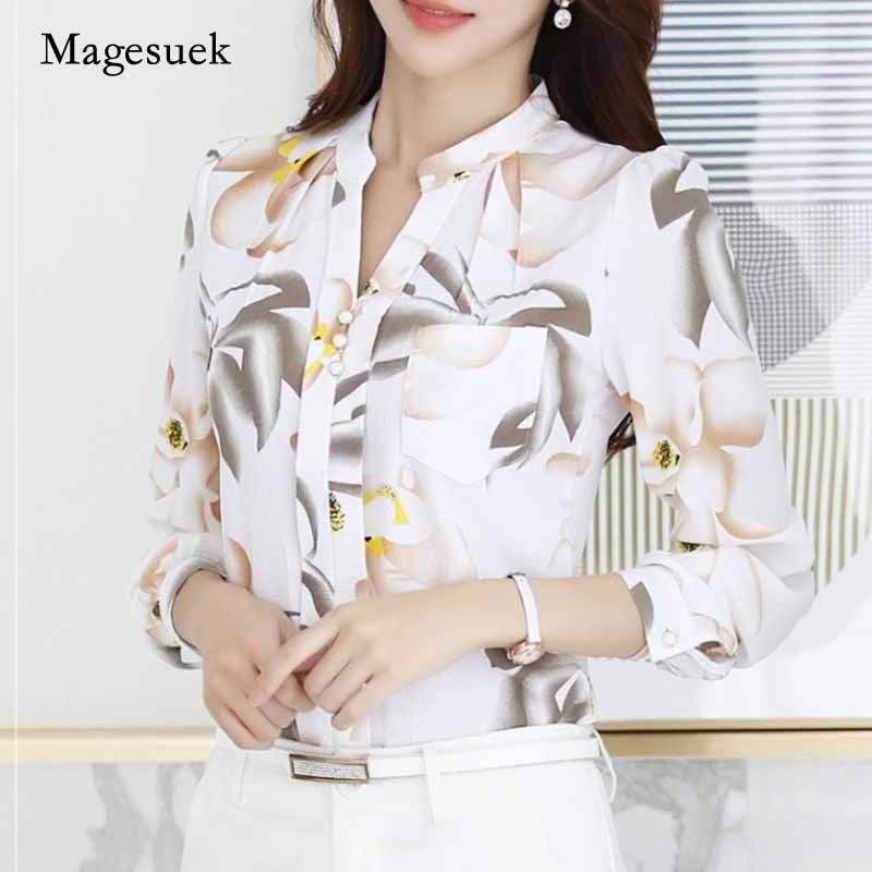 

2020 Fashion Ladies Tops V-Neck Slim Chiffon Blouse Women Tops Office Work Wear Women Shirts Plus Size shirt Blusas 882G 25, Black