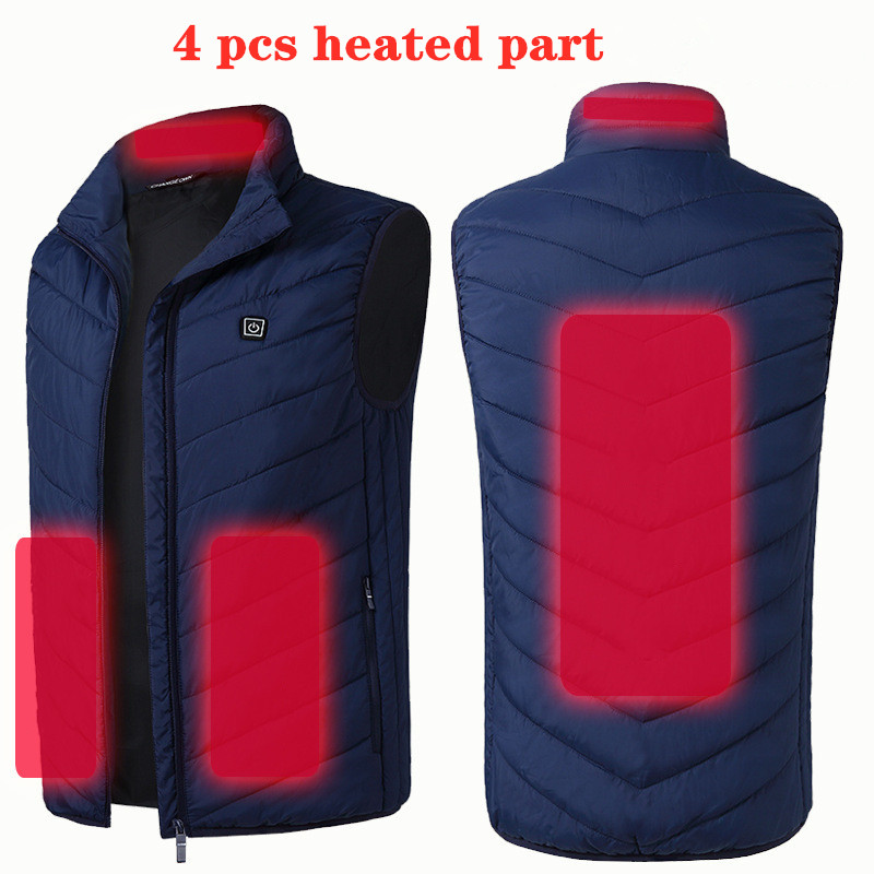 

2020 Winter Hot Sale Outdoor USB Infrared Heating Vest Jacket Carbon Fiber Electric Thermal Warm Clothing Hiking fishing, Blue 2 pcs heated